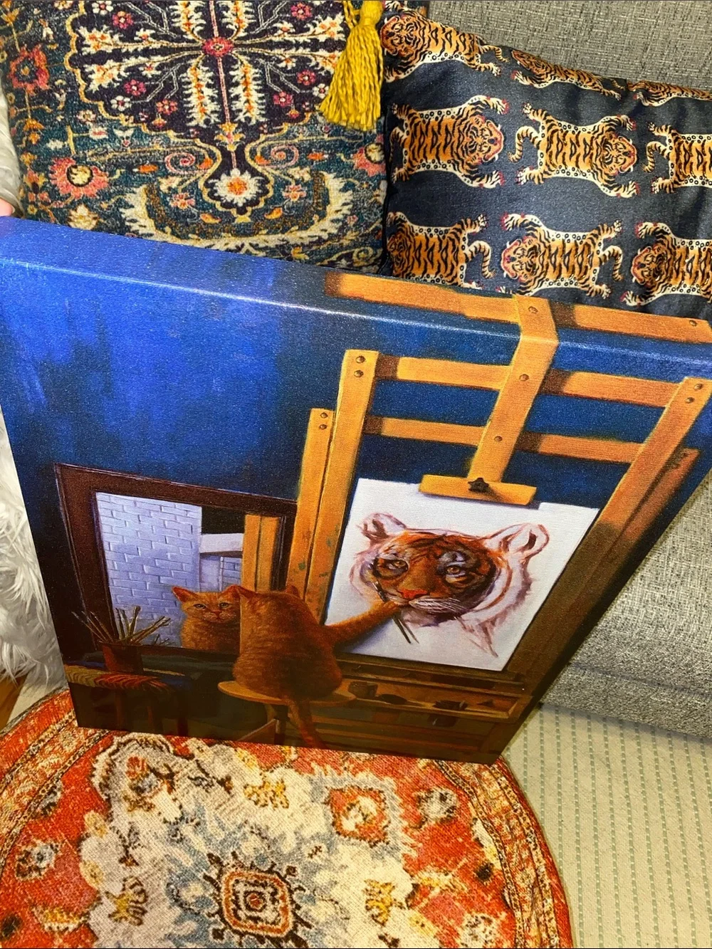 Orange Cat Painting Canvas Print by